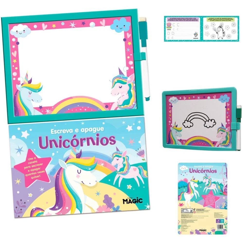 LIVRO BRINQUEDO ILUSTRADO LOUSA ESCREVE E APAGA UNICORNI MAGIC KIDS (UNIDADE) - imagem 2