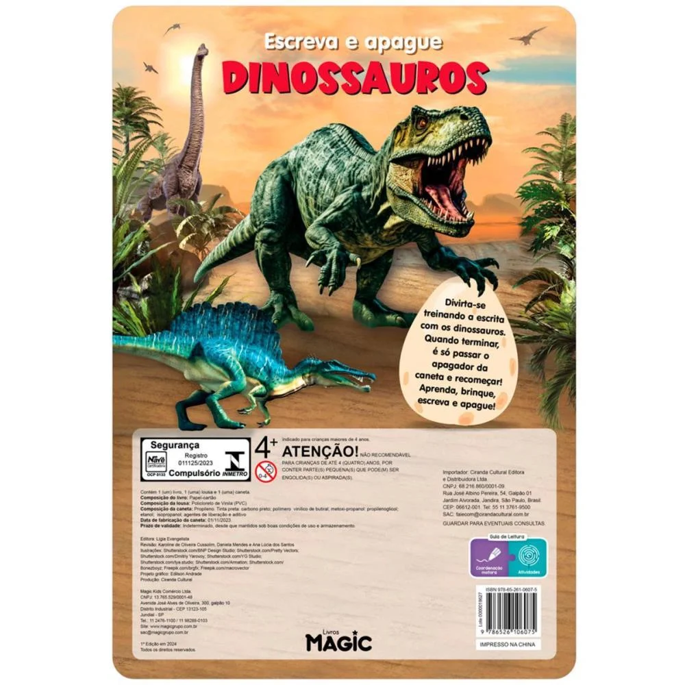 LIVRO BRINQUEDO ILUSTRADO LOUSA ESCREVE E APAGA DINOS MAGIC KIDS (UNIDADE) - imagem 4