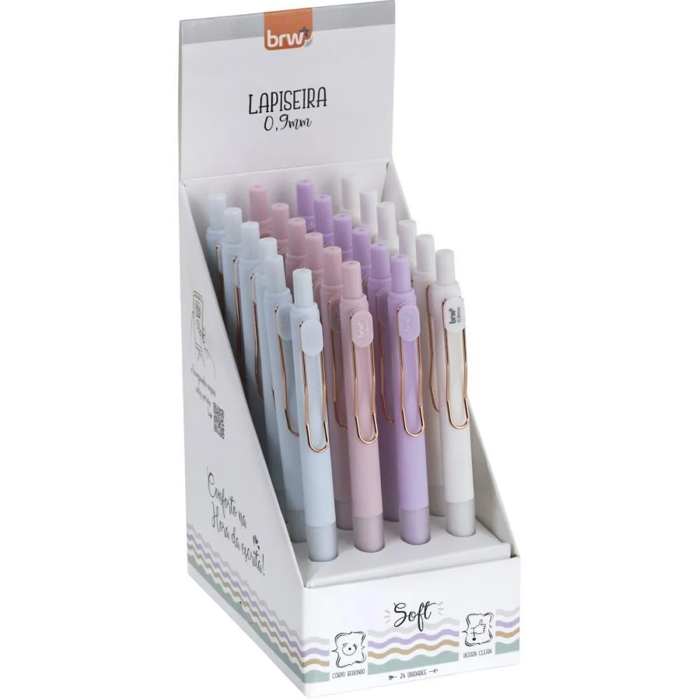 LAPISEIRA 0.9MM PLASTICA SOFT 4 CORES SORTIDAS BRW (DP.C/24) - imagem 3