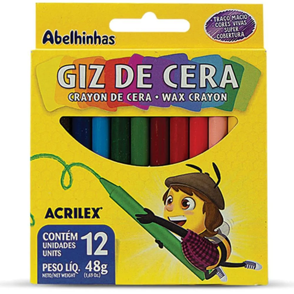 GIZ DE CERA FINO 12 CORES 48G ACRILEX (PCT.C/12) - imagem 3