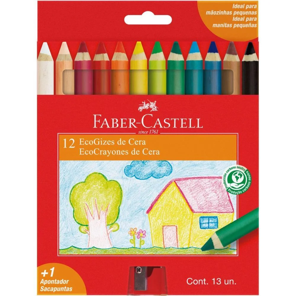 GIZ DE CERA FINO ECOGIZ 12 CORES C/APONTADOR FABER-CASTELL (PCT.C/05) - imagem 2