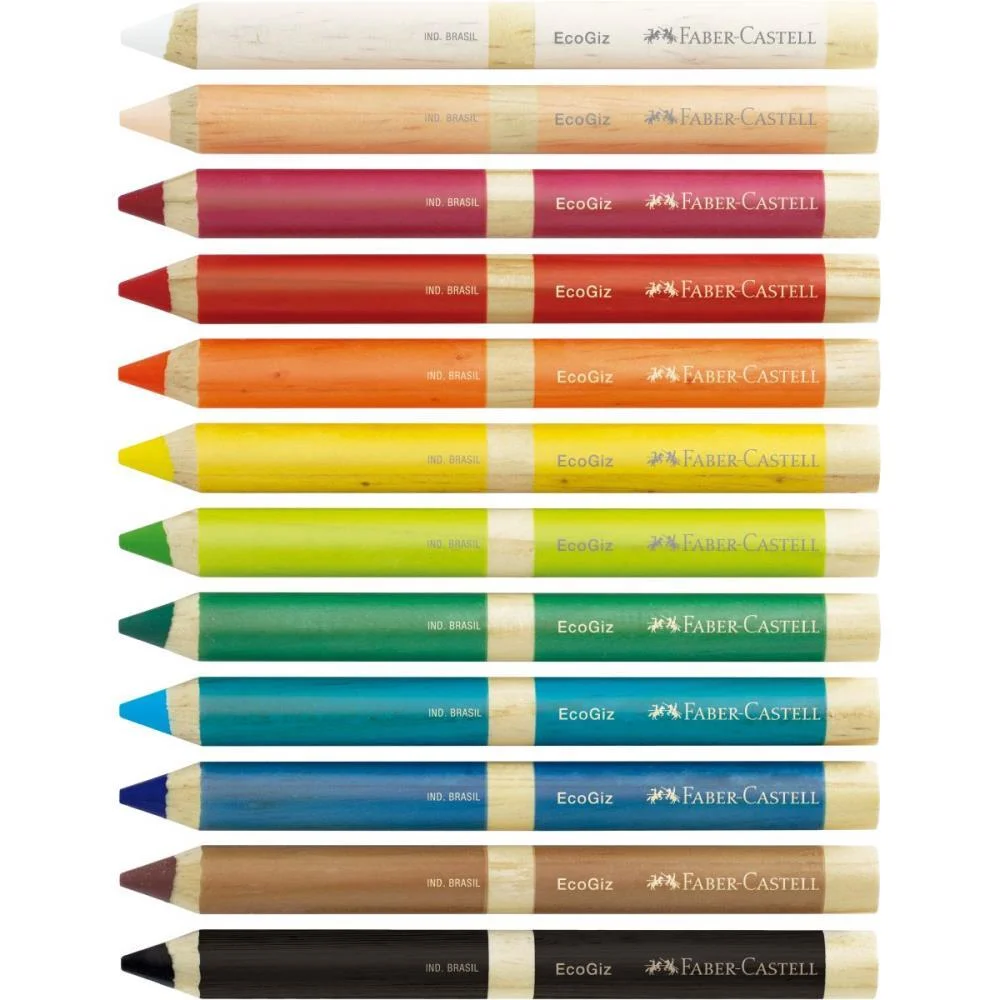 GIZ DE CERA FINO ECOGIZ 12 CORES C/APONTADOR FABER-CASTELL (PCT.C/05) - imagem 4