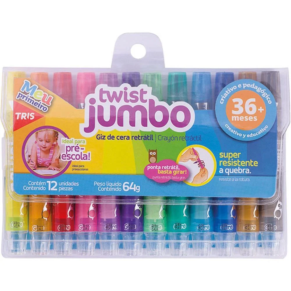 GIZ DE CERA JUMBO RETRATIL TWIST 12 CORES SUMMIT (UNIDADE) - imagem 4