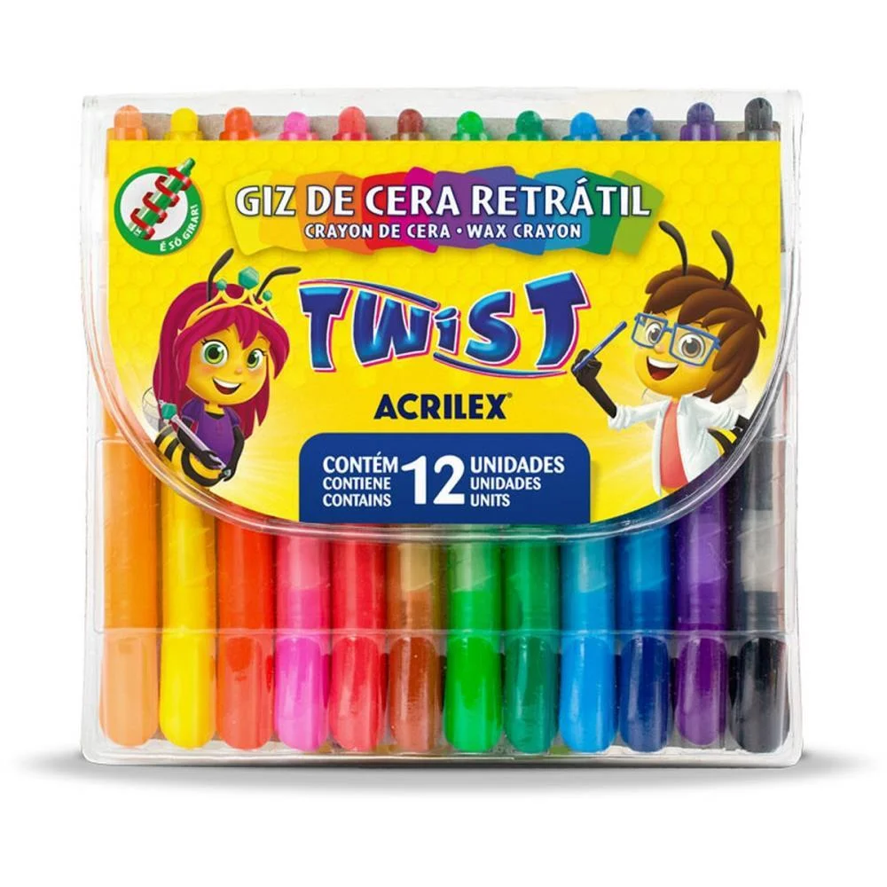 GIZ DE CERA JUMBO RETRATIL TWIST 12 CORES ACRILEX (PCT.C/03) - imagem 2