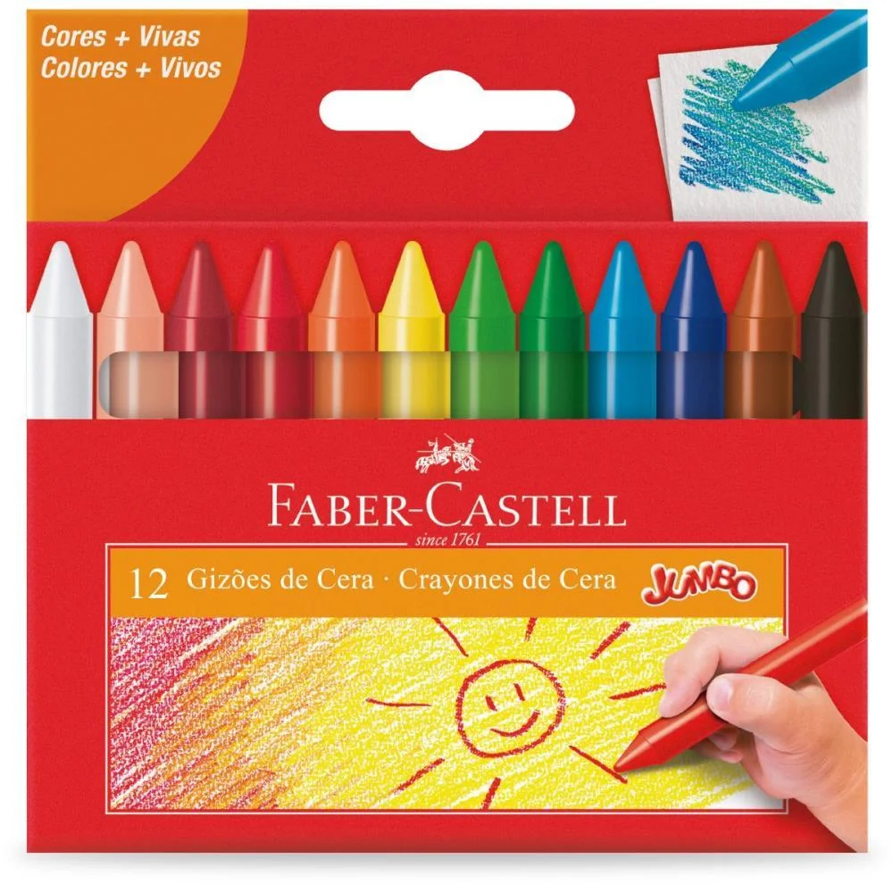 GIZ DE CERA JUMBO GIZAO 12 CORES FABER-CASTELL (PCT.C/06) - imagem 2