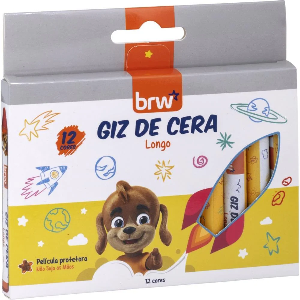GIZ DE CERA FINO 12 CORES BASICAS BRW (UNIDADE) - imagem 2