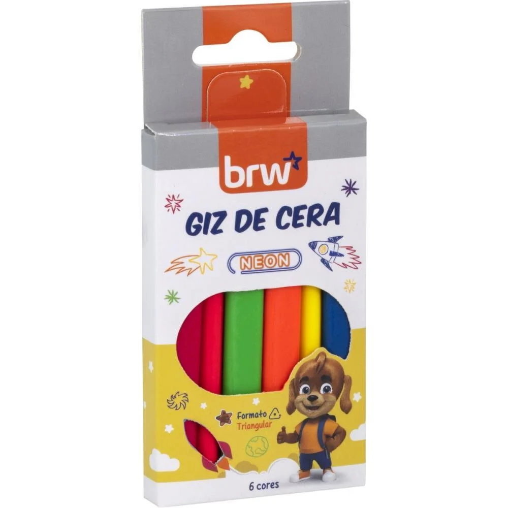 GIZ DE CERA FINO 6 CORES NEON BRW (UNIDADE) - imagem 2