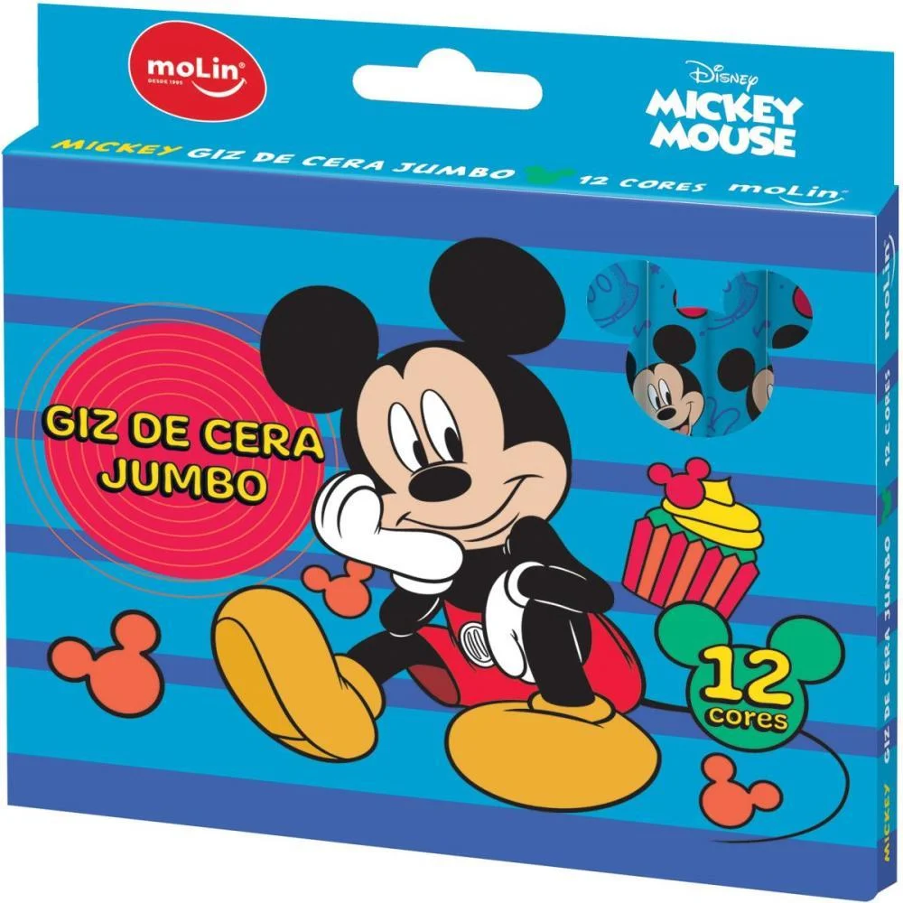 GIZ DE CERA JUMBO MICKEY 12 CORES MOLIN (CX.C/12) - imagem 3