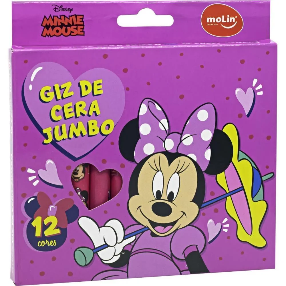 GIZ DE CERA JUMBO MINNIE 12 CORES MOLIN (CX.C/12) - imagem 3