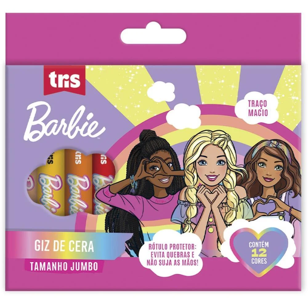 GIZ DE CERA JUMBO TRIS BARBIE 12 CORES SUMMIT (CX.C/12) - imagem 3