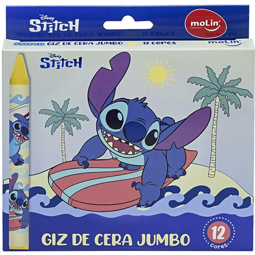 GIZ DE CERA JUMBO STITCH 12 CORES MOLIN (CX.C/12) - imagem 2