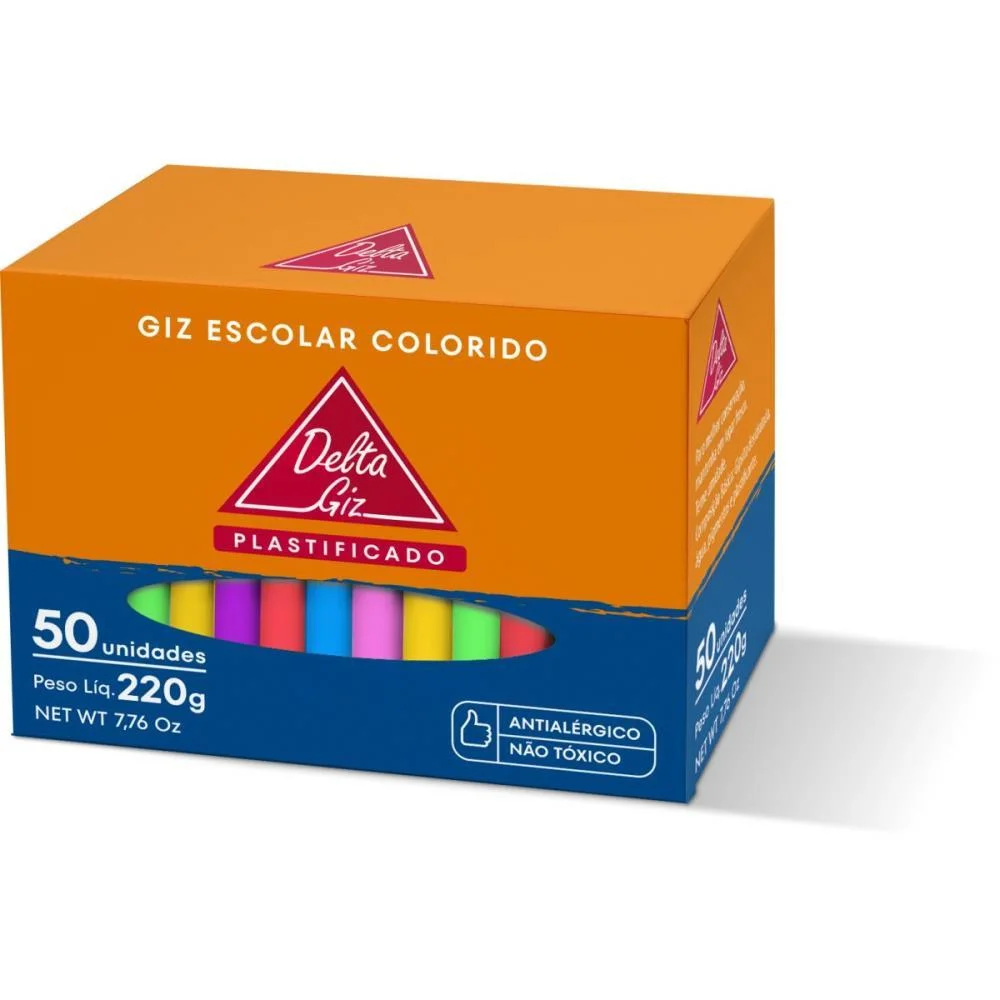 GIZ ESCOLAR PLASTIFICADO COLOR 30CXSX50UN. DELTA (CAIXA) - imagem 3