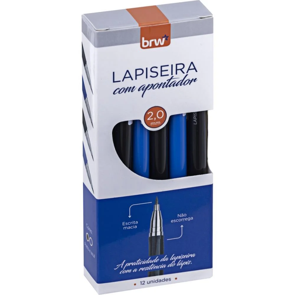 LAPISEIRA 2.0MM PLASTICA AZUL E PRETA BRW (CX.C/12) - imagem 5