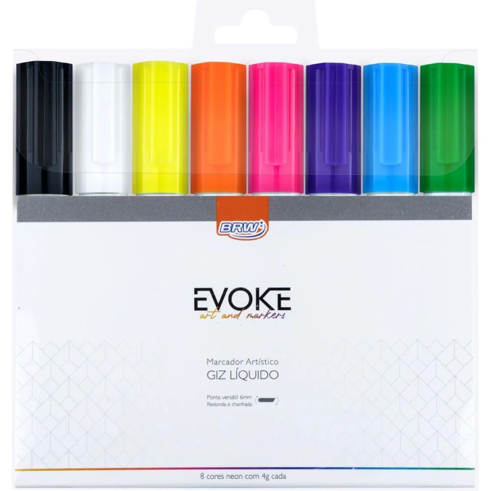 GIZ LIQUIDO REMOVIVEL 6MM 8 CORES BRW (ESTOJO) - imagem 2