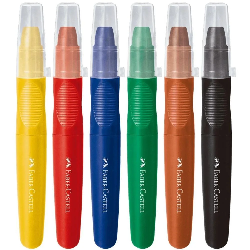 GIZ DE CERA JUMBO 6 CORES SUPERMACIO L.CREATIVES FABER-CASTELL (CX.C/12) - imagem 3