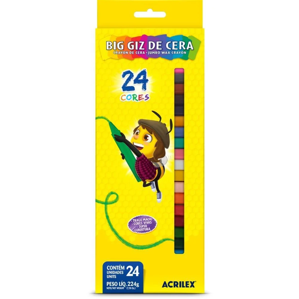 GIZ DE CERA JUMBO 24 CORES BIG GIZ 224G ACRILEX (CX.C/06) - imagem 2