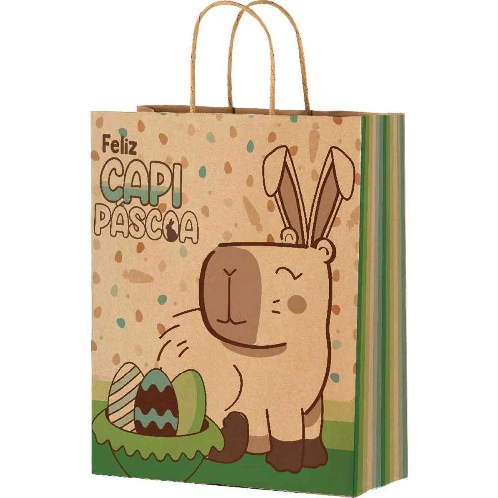 SACOLA DECORADA PASCOA CAPIPASCOA M 29X24X12CM FESTCOLOR (PCT.C/10) - imagem 3