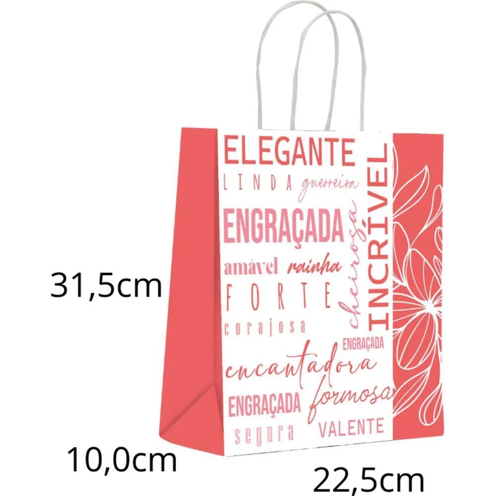 SACOLA PARA PRESENTE DECORADA VIRTUDES M 22X31X10CM SCRITY (PCT.C/10) - imagem 3
