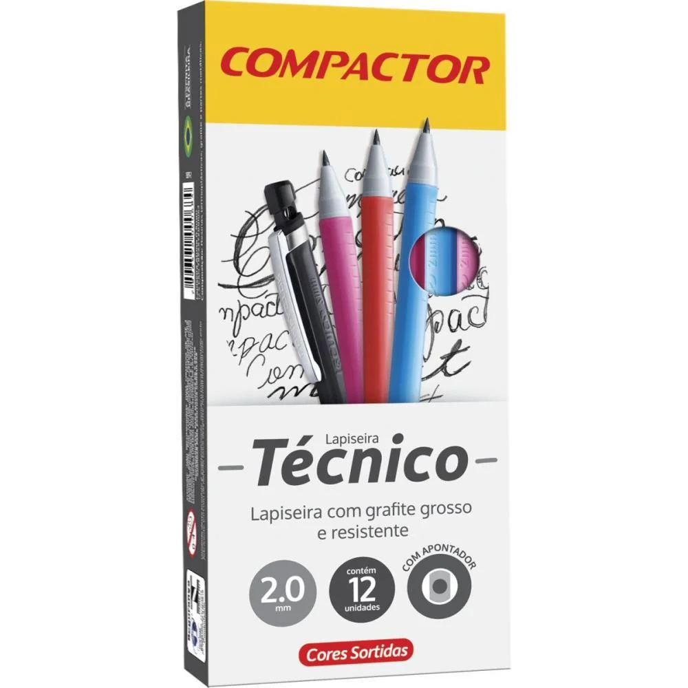 LAPISEIRA 2.0MM TECNICO C/APONTADOR SORT COMPACTOR (CX.C/12) - imagem 2