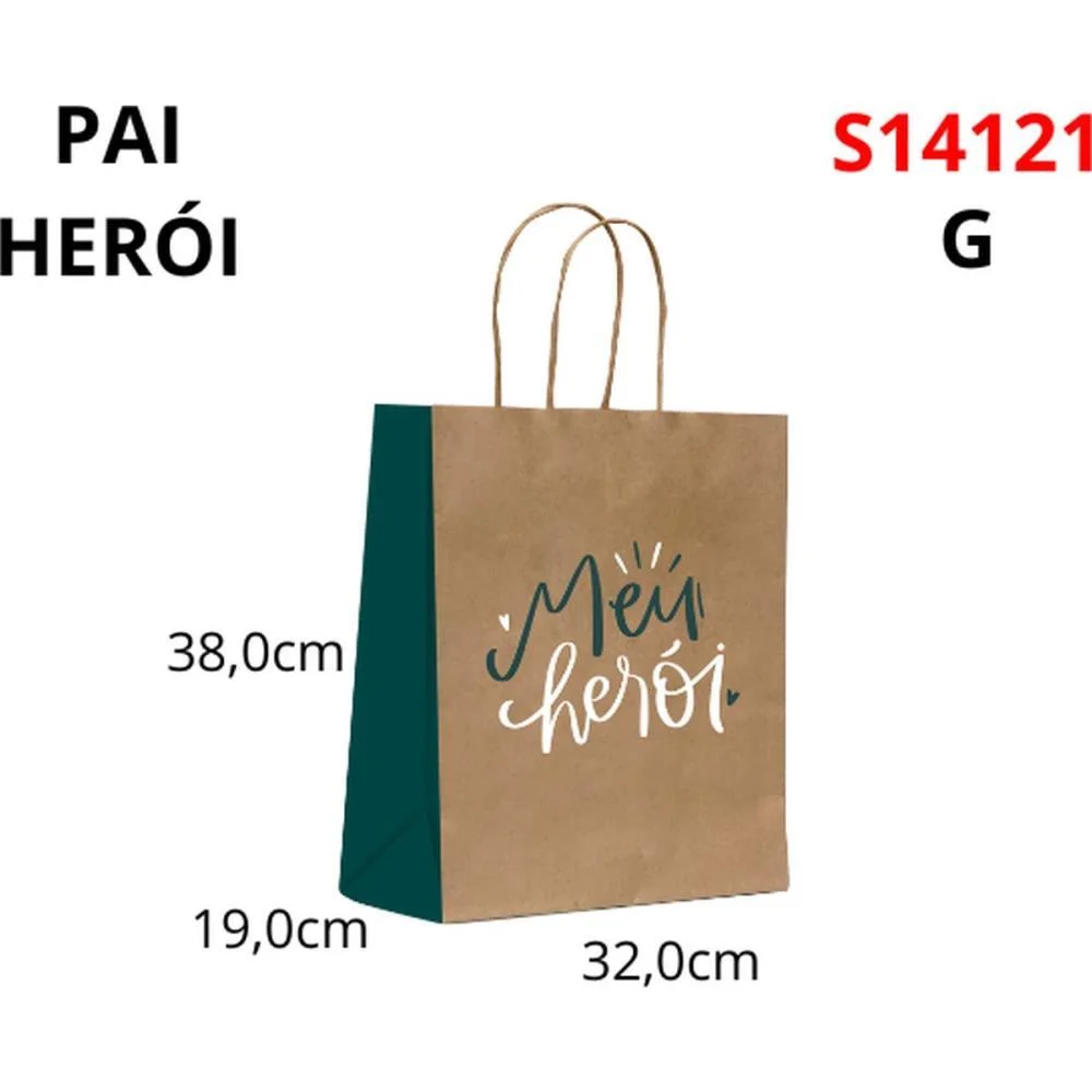 SACOLA PARA PRESENTE DECORADA MEU HEROI G 32X38X19CM SCRITY (PCT.C/10) - imagem 3
