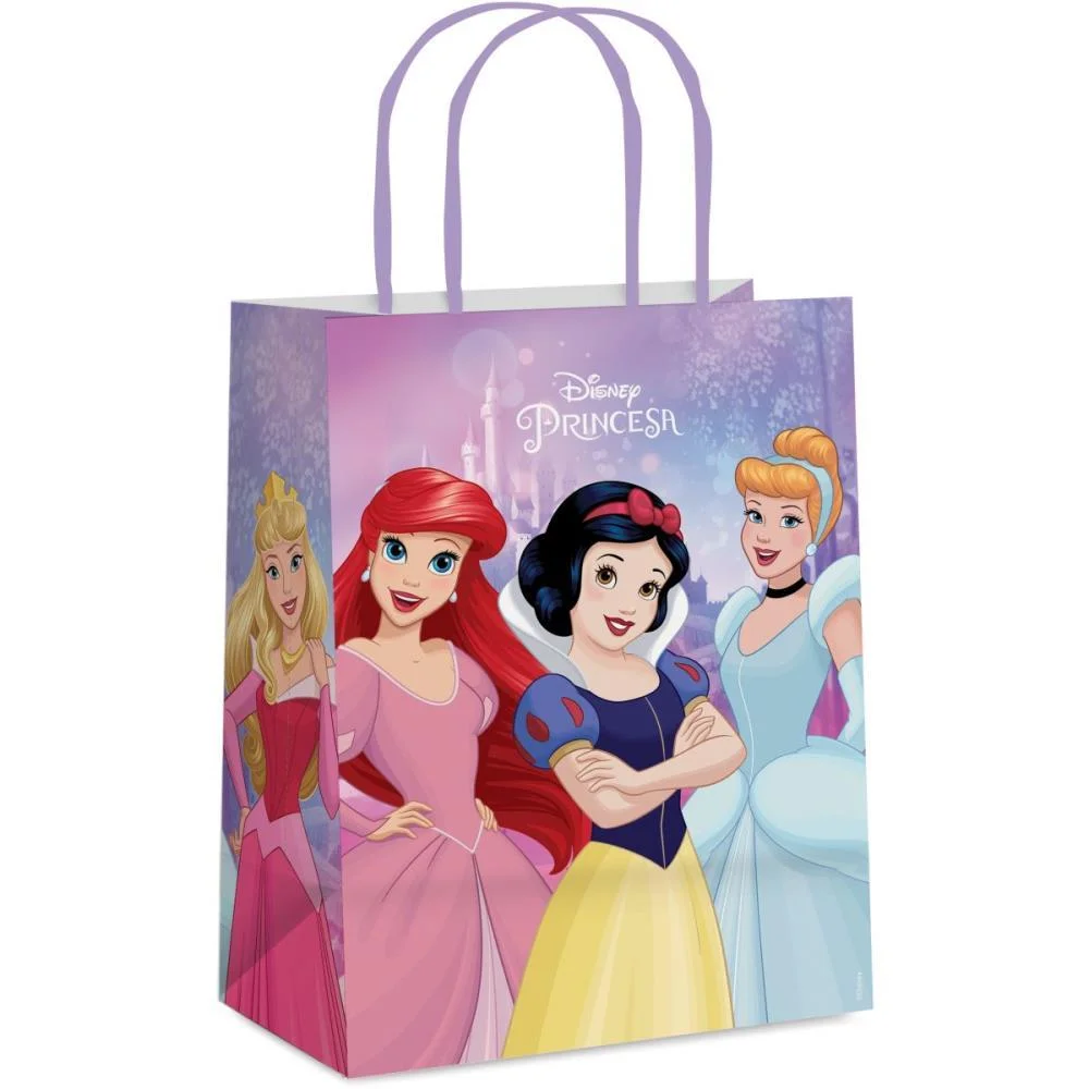 SACOLA PARA PRESENTE DECORADA PRINCESAS LAMINAD.26X19,5X9,5C CROMUS (PCT.C/10) - imagem 3