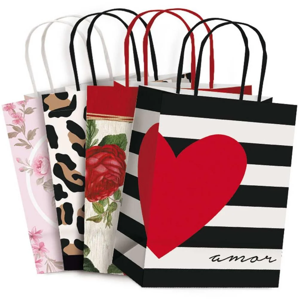 SACOLA PARA PRESENTE DECORADA FEMININA 21,5X15X8CM (S) CROMUS (PCT.C/10) - imagem 3