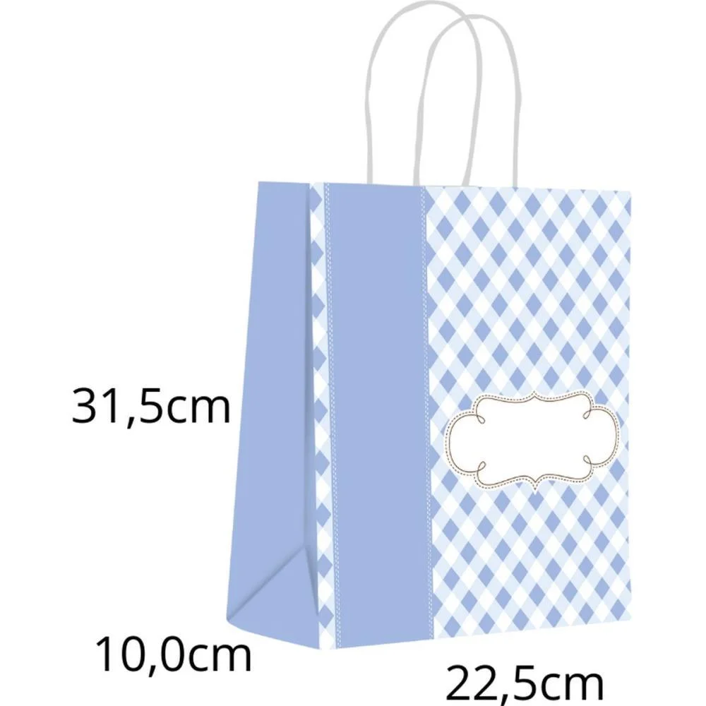 SACOLA PARA PRESENTE DECORADA BABY AZUL M 22,5X31,5X10CM SCRITY (PCT.C/10) - imagem 3