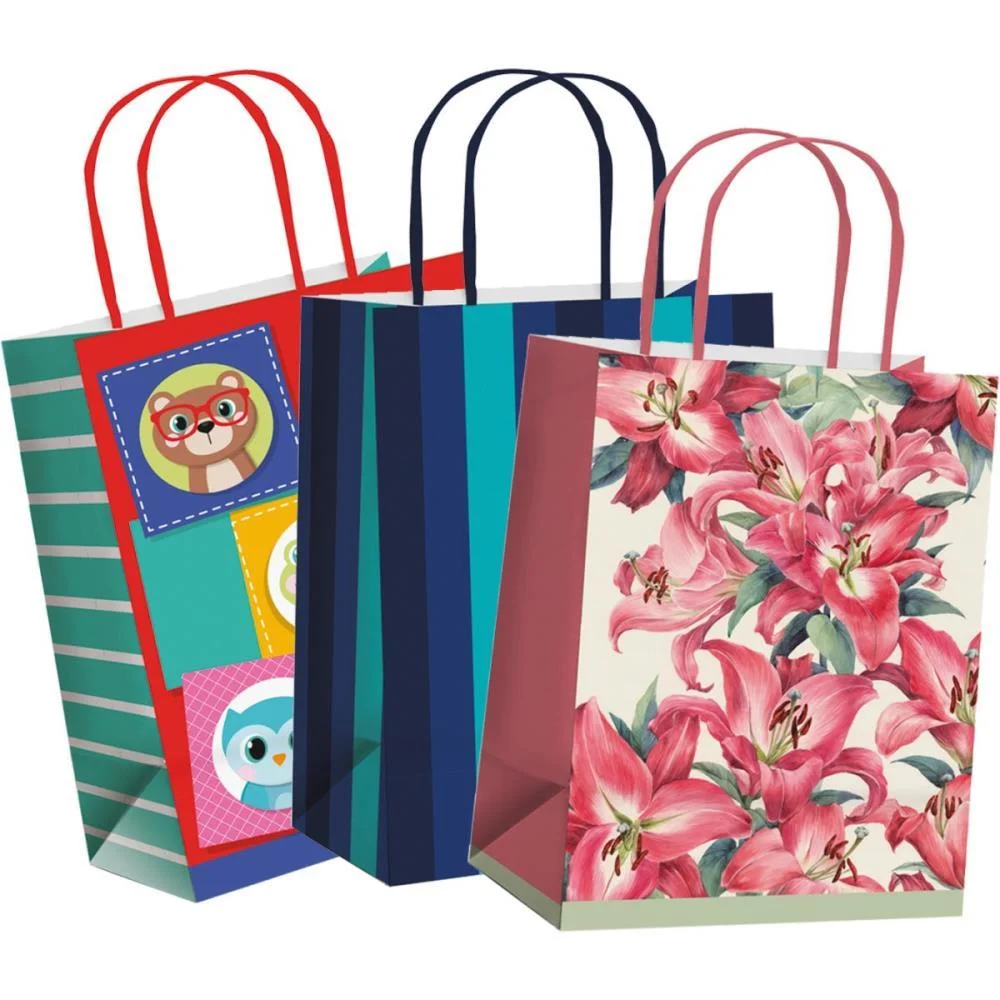 SACOLA PARA PRESENTE DECORADA DECORADAS 26X19,5X9,5CM (S) CROMUS (PCT.C/10) - imagem 2