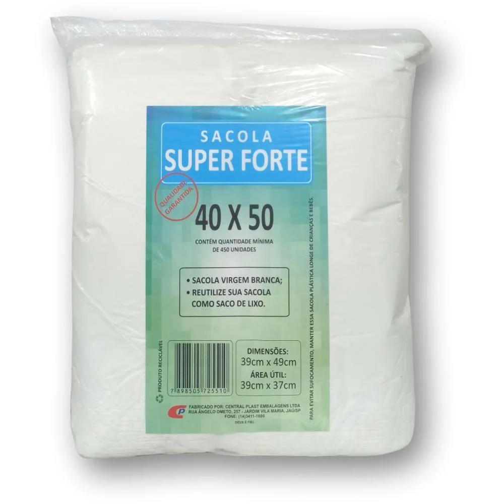 SACOLA PLASTICA 40X50 C/350 UNIDADES REFORCADA CENTRAL PLAST (PACOTE) - imagem 3
