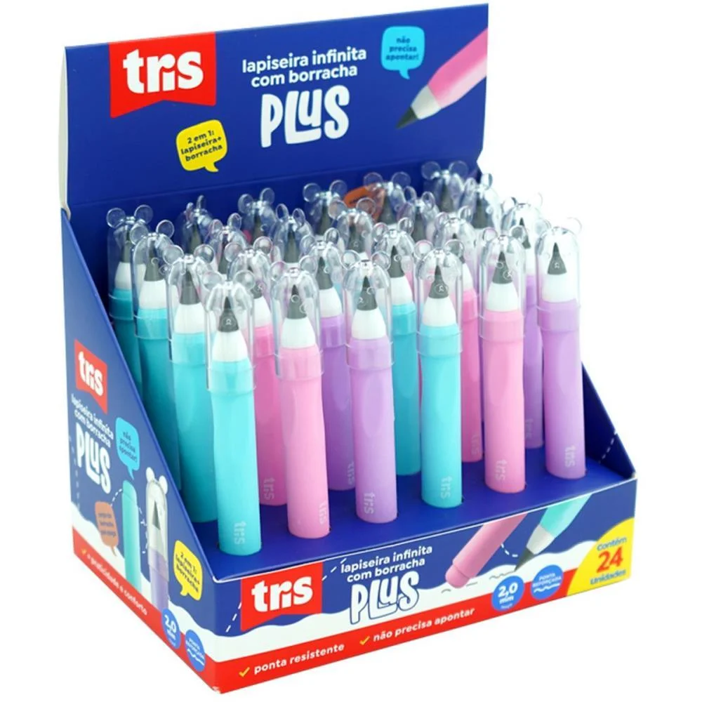 LAPISEIRA 2.0MM TRIS PLUS C/BORRACHA 3 CORES SUMMIT (DP.C/24) - imagem 3