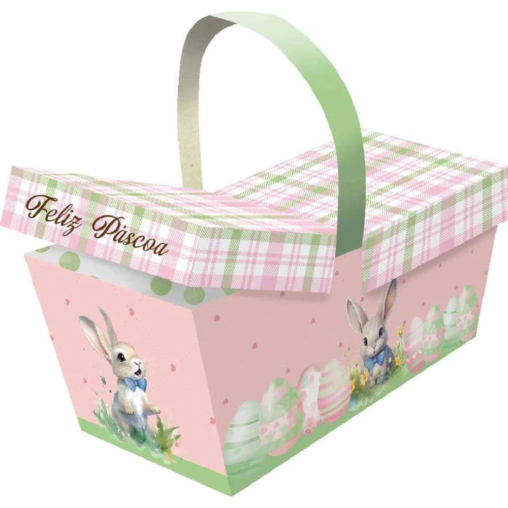 CESTA DE PAPEL PASCOA RABBIT PIQUENIQUE M FESTCOLOR (PCT.C/03) - imagem 2