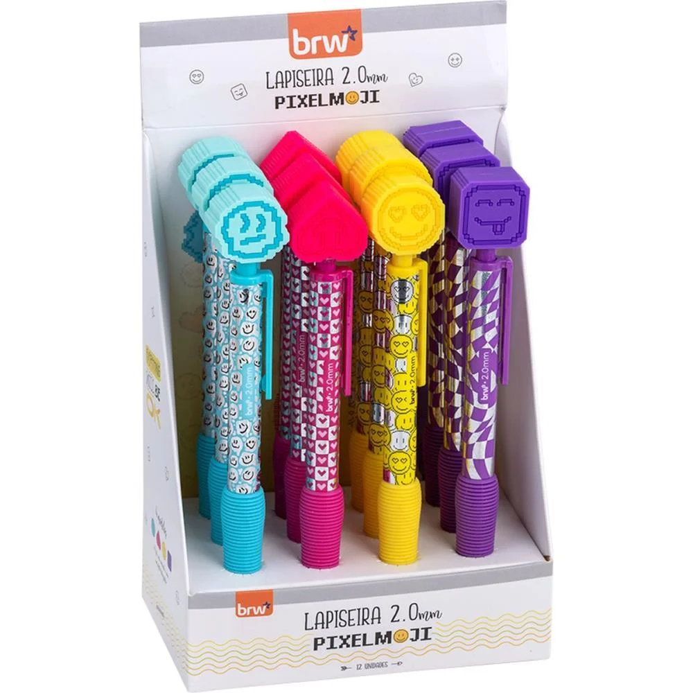 LAPISEIRA 2.0MM DIVERT EMOJIS PLASTICA 4 MODEL BRW (DP.C/12) - imagem 2
