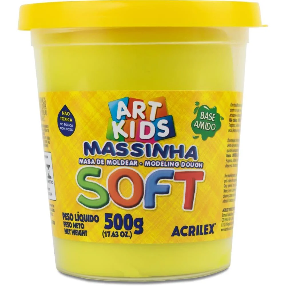 MASSA PARA MODELAR SOFT 500G.AM.LIMAO BS.AMIDO ACRILEX (POTE) - imagem 3