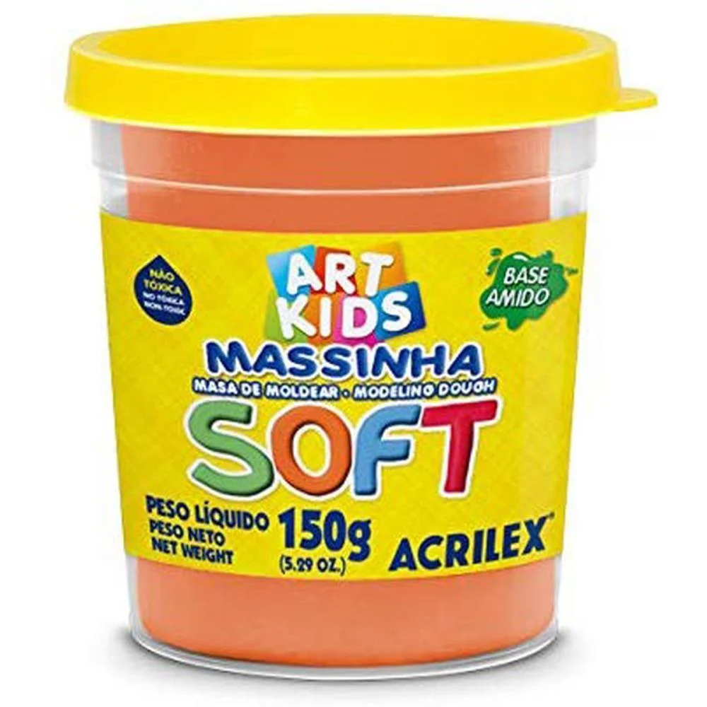 MASSA PARA MODELAR SOFT 150G.LARANJA BS.AMIDO ACRILEX (POTE) - imagem 2