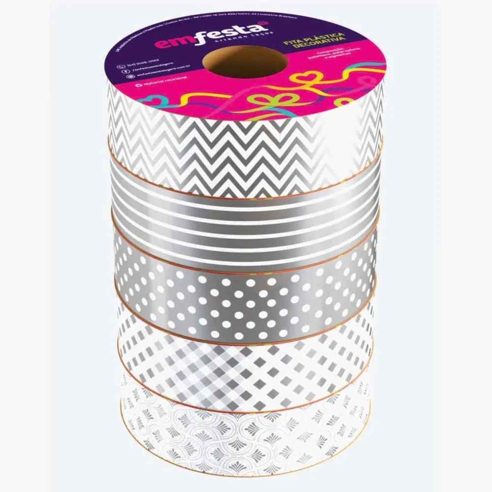 FITA POLI DECORADA 30MMX30M CRISTALLE (S) EMFESTA (PCT.C/05) - imagem 3