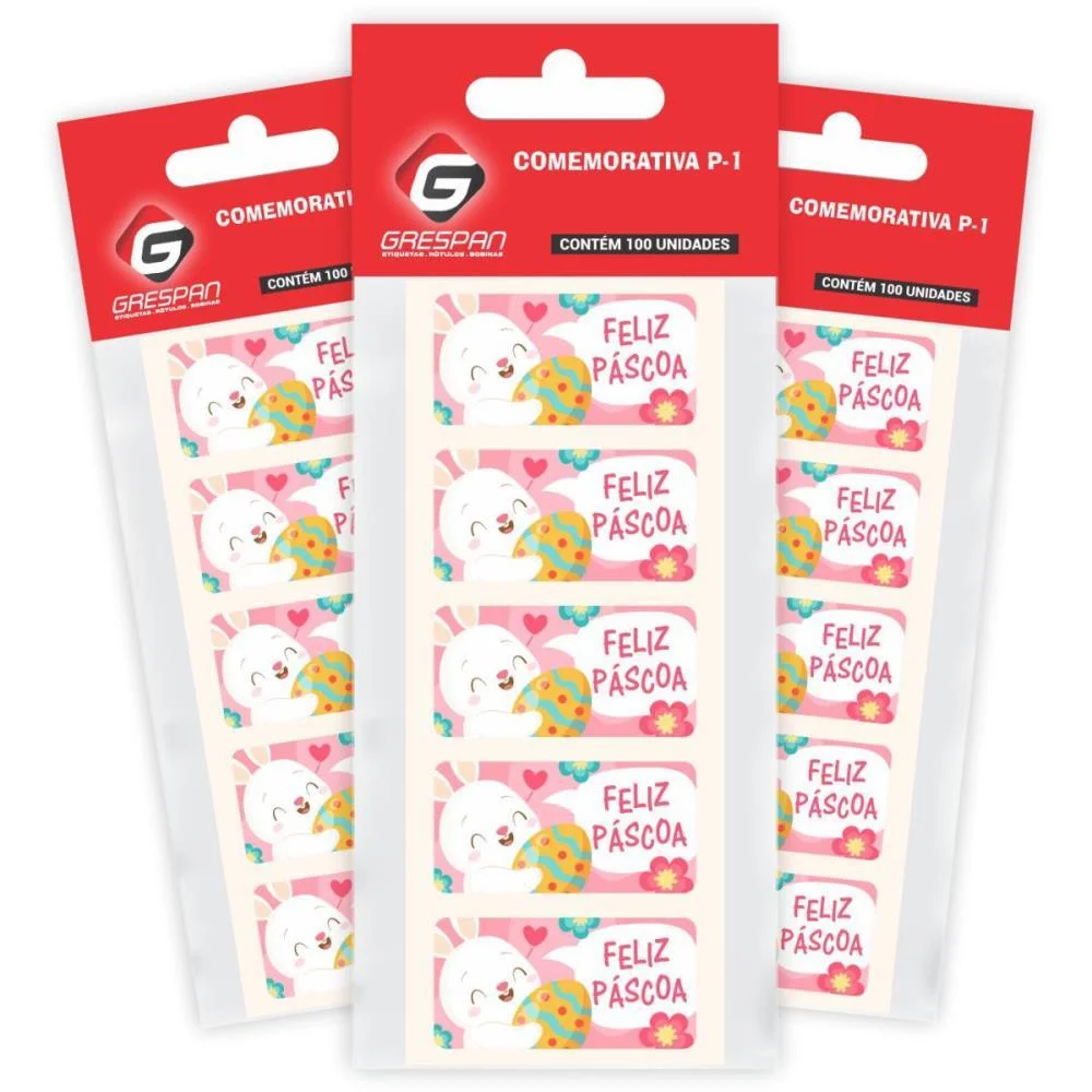 ETIQUETA PARA PASCOA FELIZ PASCOA ROSA RETANG. GRESPAN (CT.C/100) - imagem 3