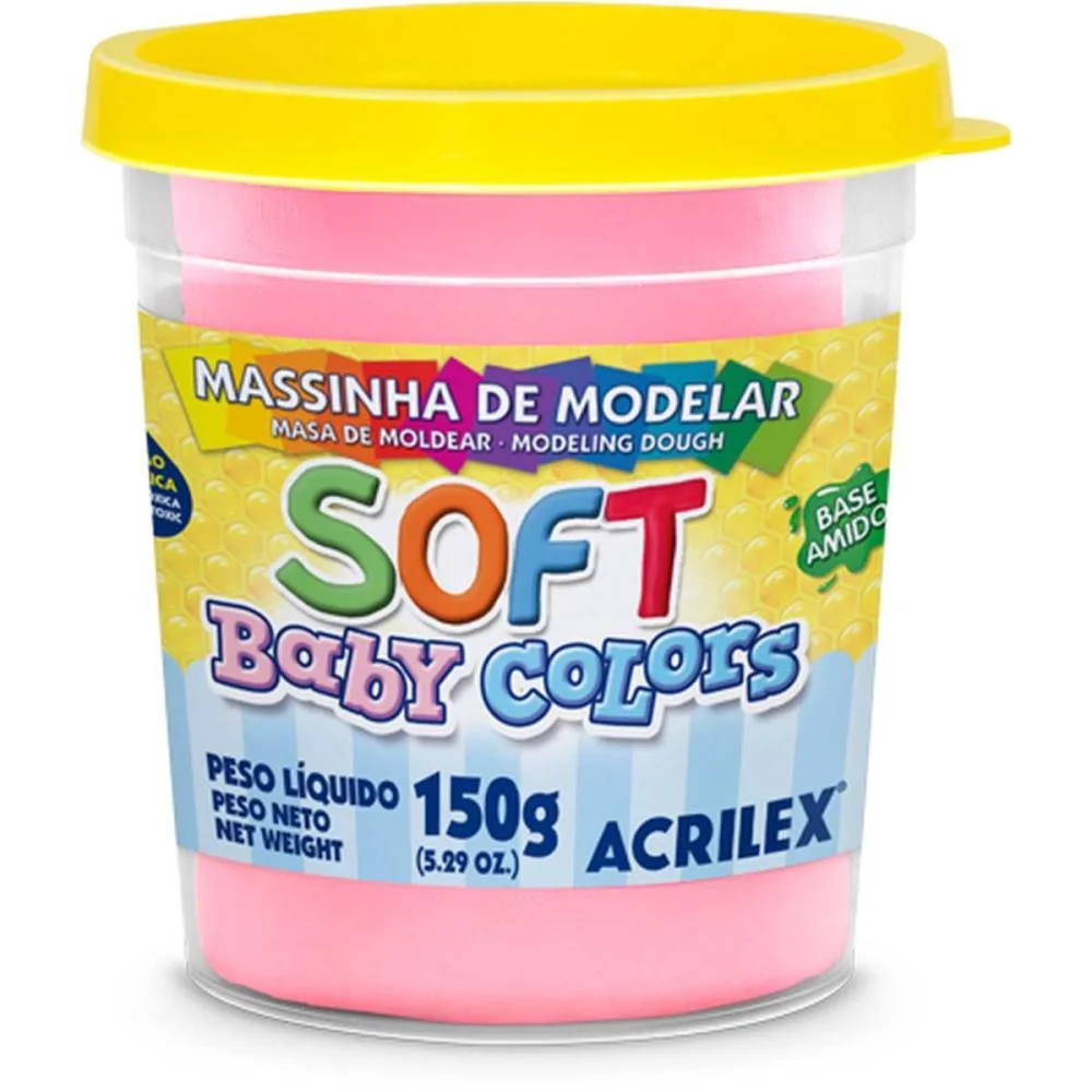 MASSA PARA MODELAR SOFT 150G.ROSA BEBE BS AMIDO ACRILEX (POTE) - imagem 3
