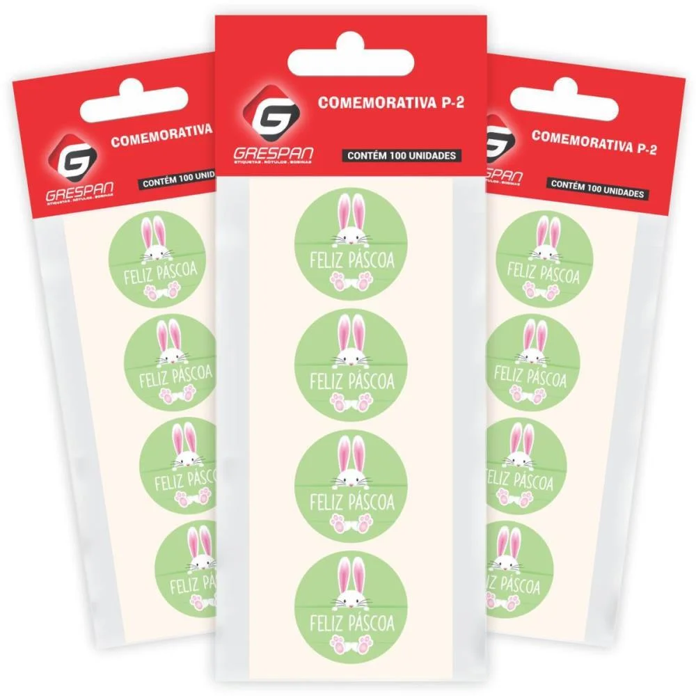 ETIQUETA PARA PASCOA FELIZ PASCOA VERDE REDONDA GRESPAN (CT.C/100) - imagem 3