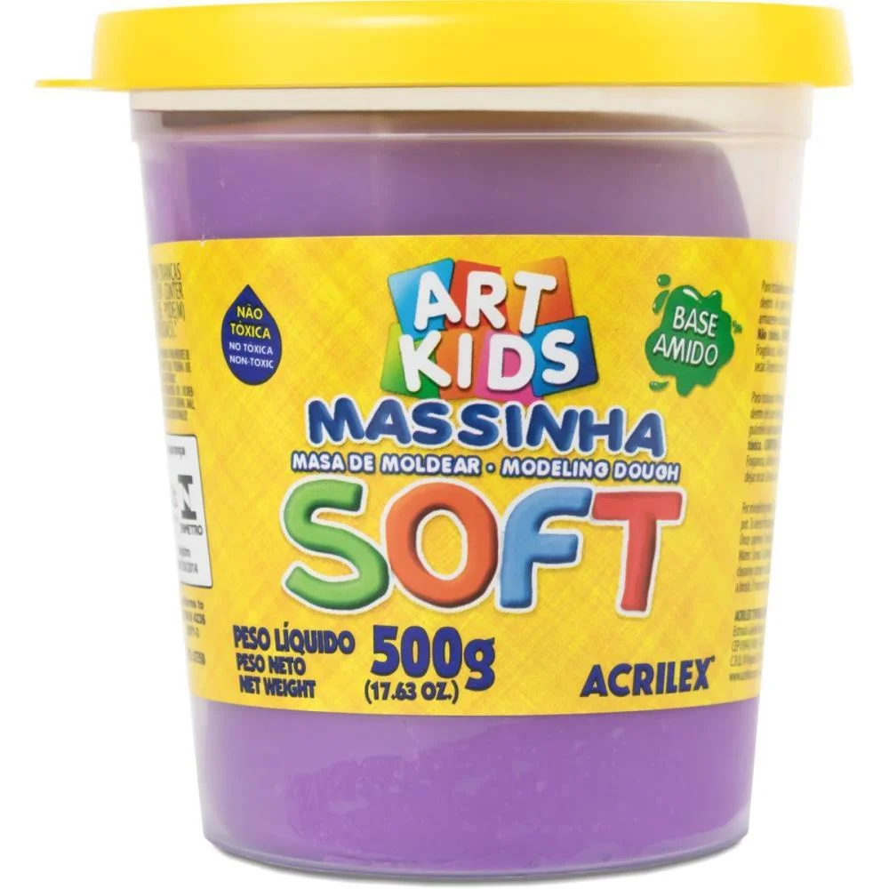 MASSA PARA MODELAR SOFT 500G.VIOLETA BS AMIDO ACRILEX (POTE) - imagem 2