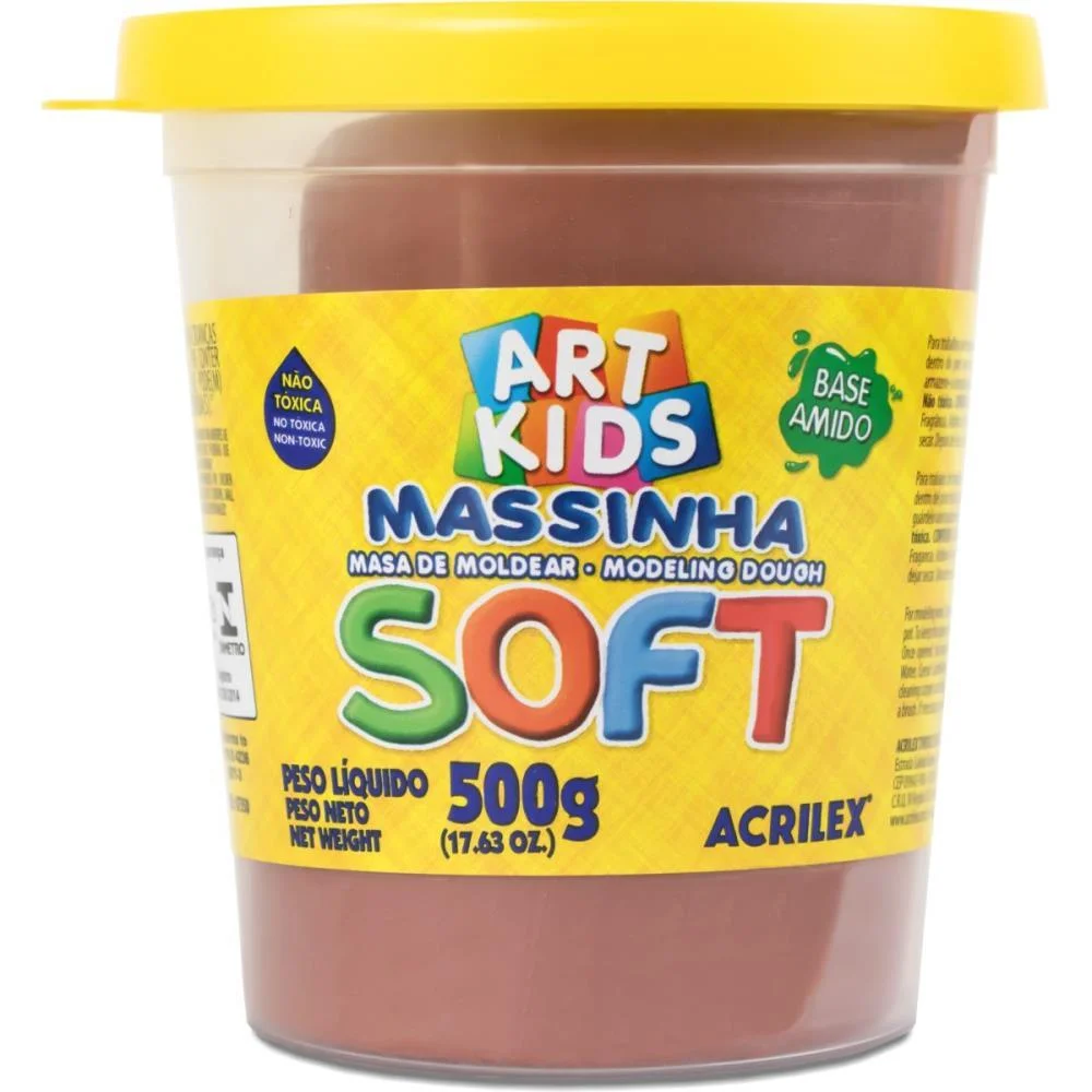 MASSA PARA MODELAR SOFT 500G.CHOCOLATE BS AMIDO ACRILEX (POTE) - imagem 3