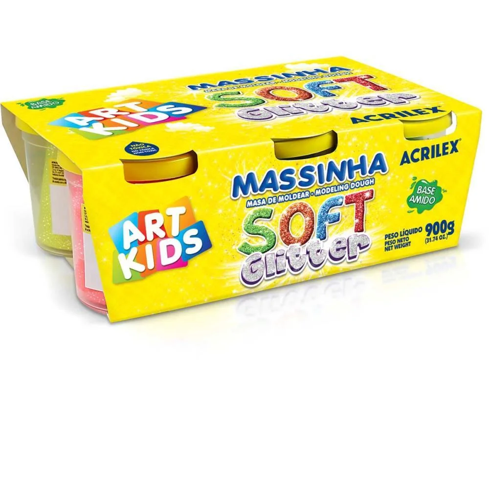 MASSA PARA MODELAR SOFT GLITTER 150G 6CORES ACRILEX (CAIXA) - imagem 2