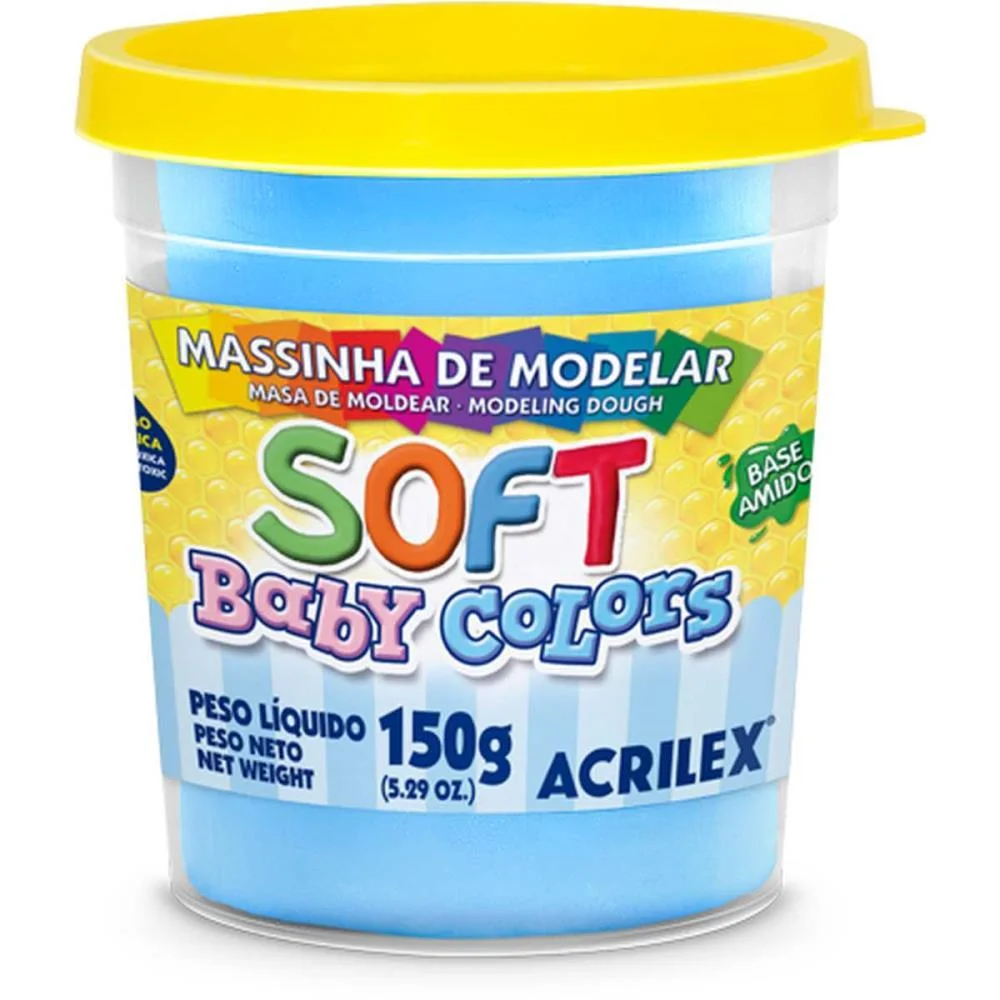 MASSA PARA MODELAR SOFT 150G.AZUL BEBE BS AMIDO ACRILEX (POTE) - imagem 2