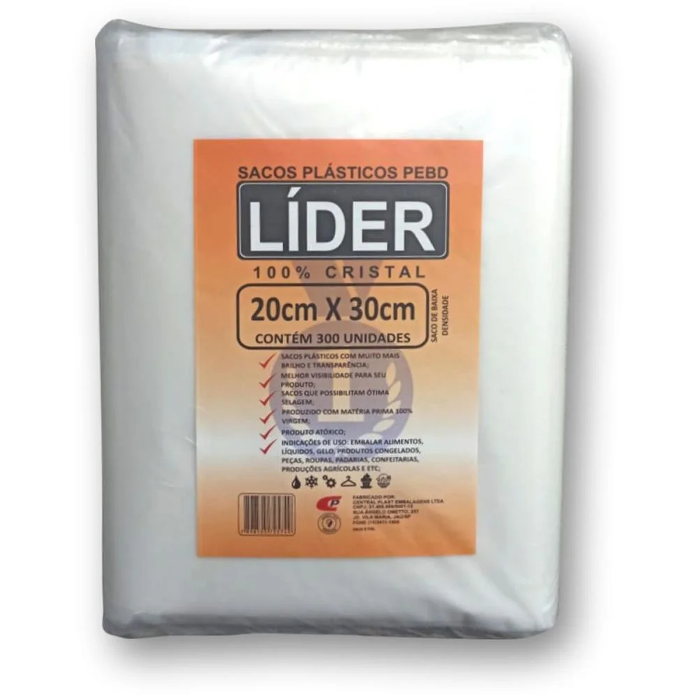 SACO PLASTICO 20X30X0,06 SACO PEBD 600MM CENTRAL PLAST (PCT.C/300) - imagem 3