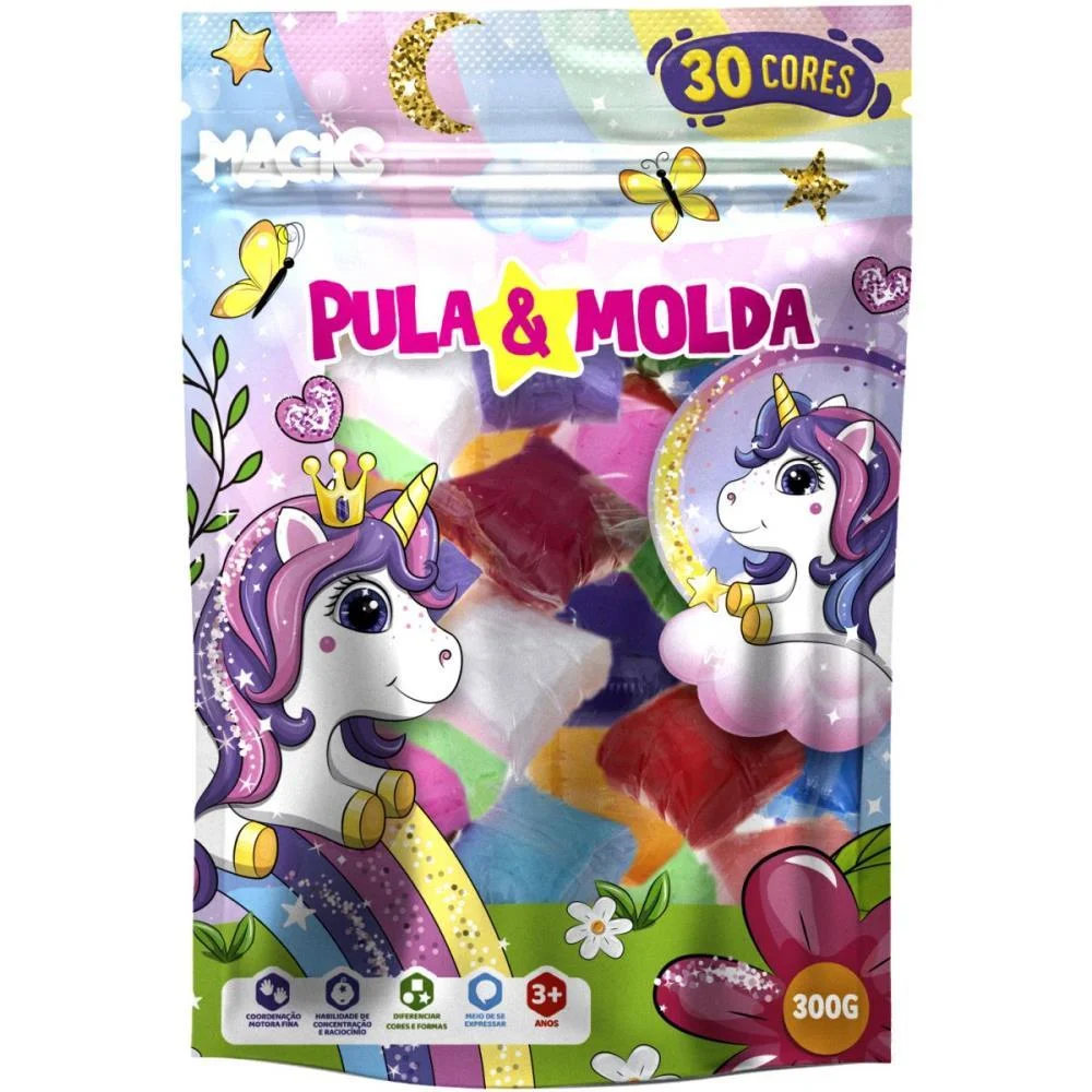 MASSA PARA MODELAR CRIATIVA UNICORNIO 300G COM 30 CORES MAGIC KIDS (UNIDADE) - imagem 2