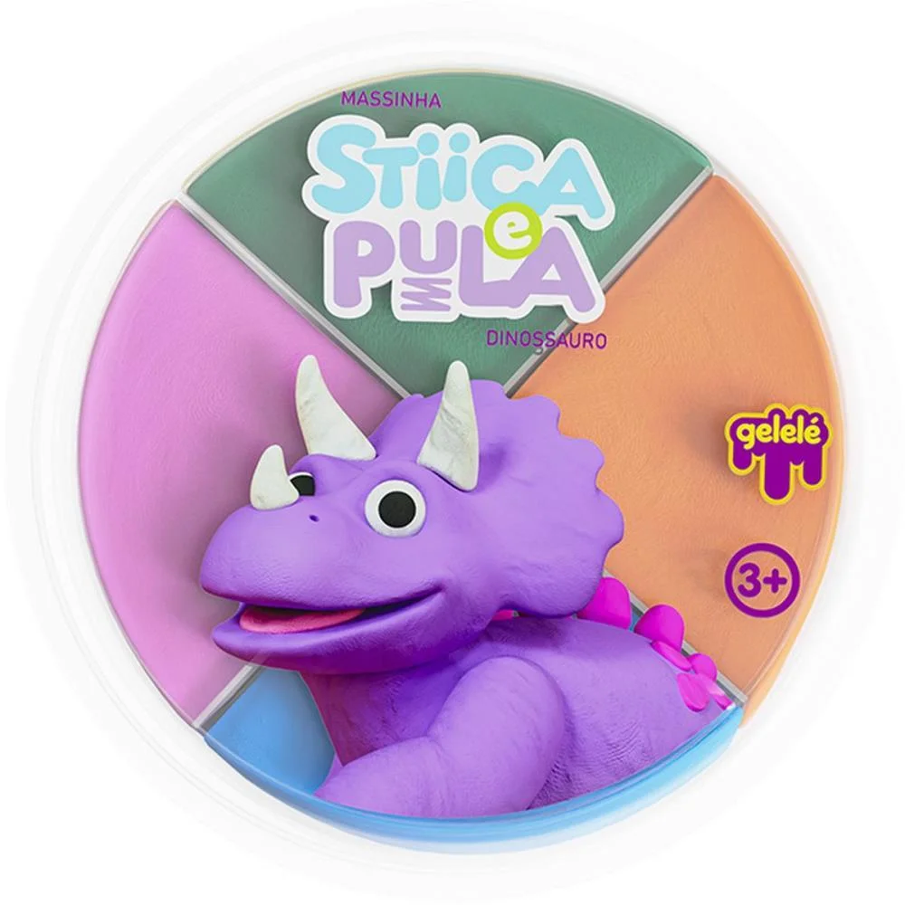 MASSA PARA MODELAR CRIATIVA STICA E PULA DINO 4CORES (S) DOCE BRINQUEDO (DP.C/15) - imagem 4