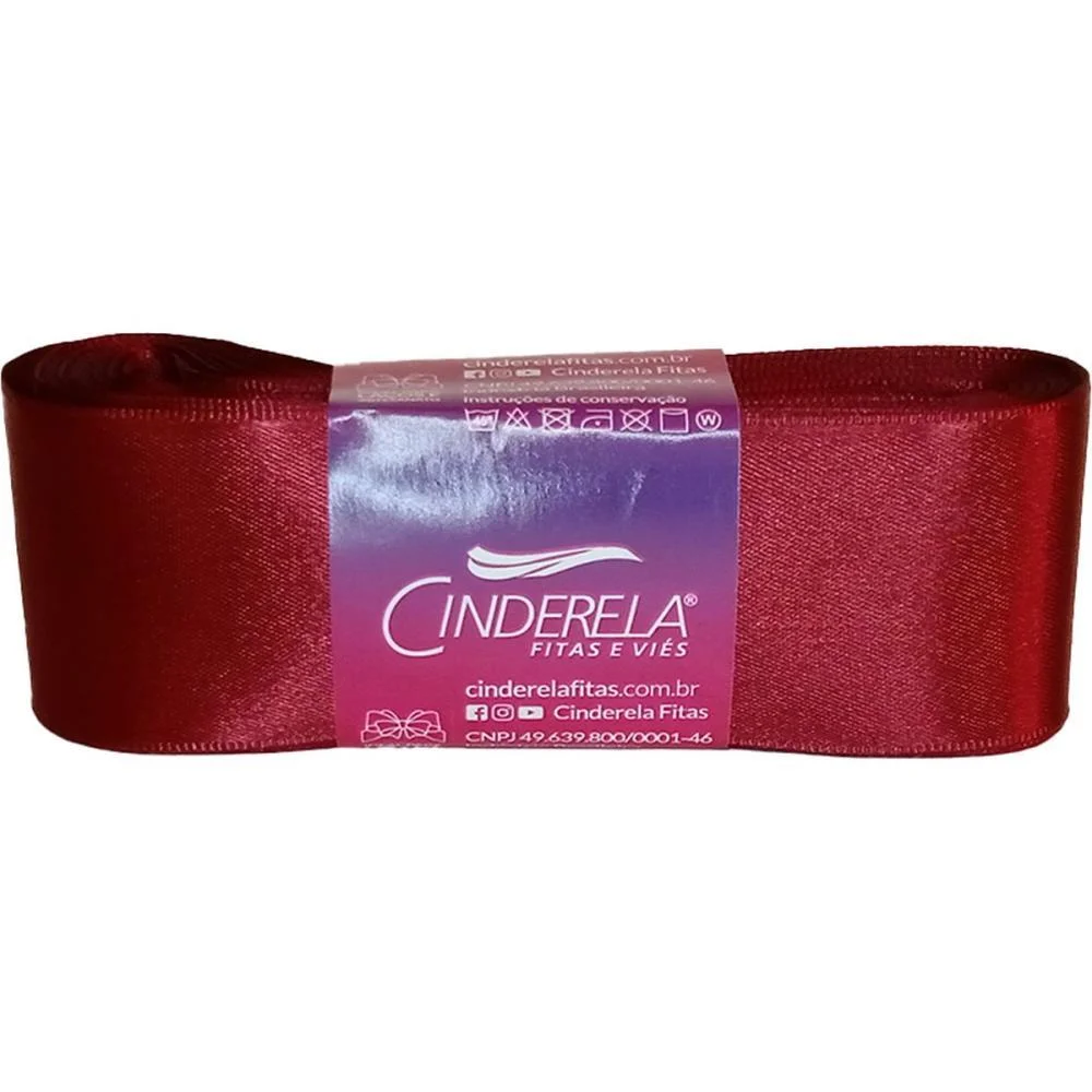 FITA DE CETIM 38MM 10M. VINHO CINDERELA (UNIDADE) - imagem 3