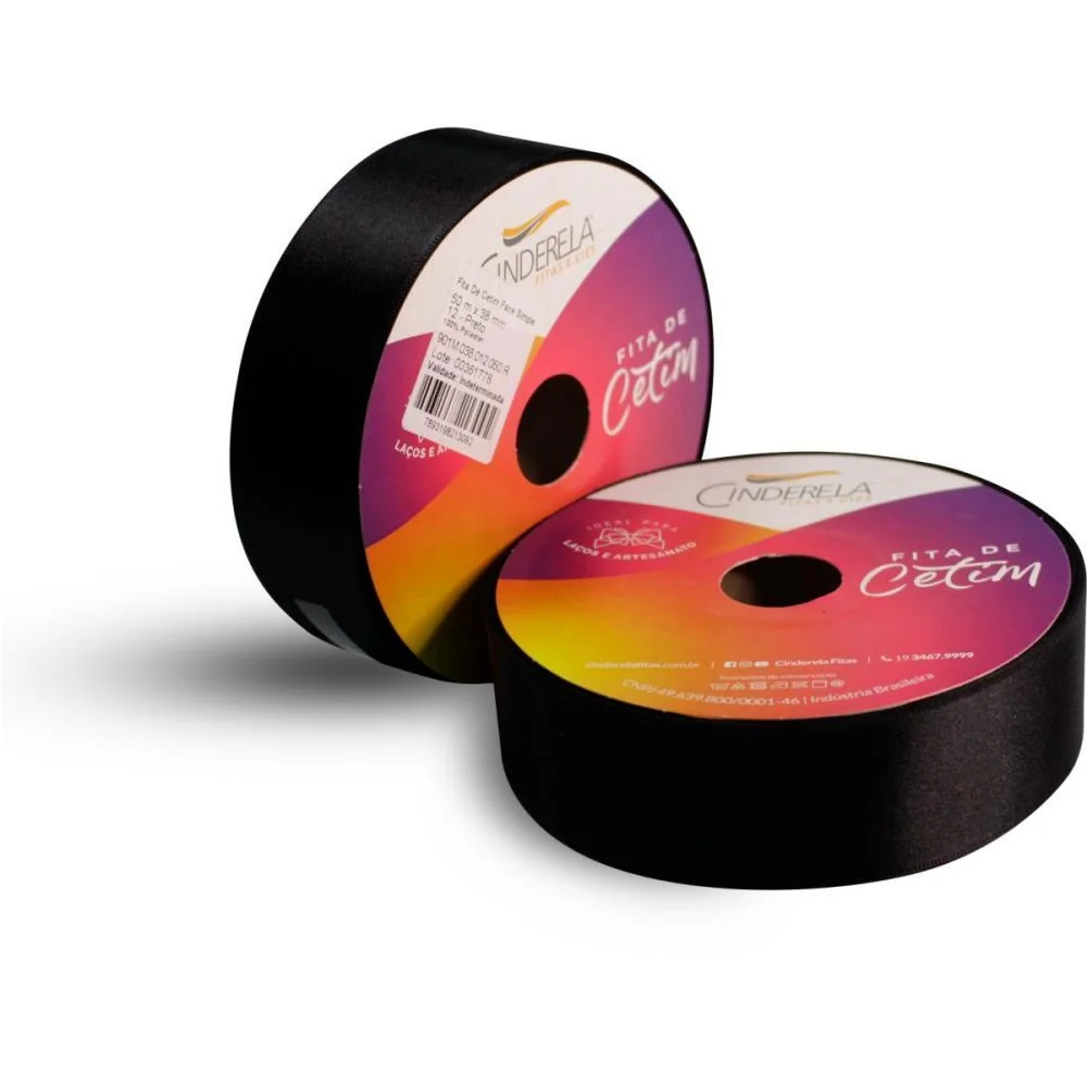 FITA DE CETIM 38MM 50M. PRETA CINDERELA (UNIDADE) - imagem 3