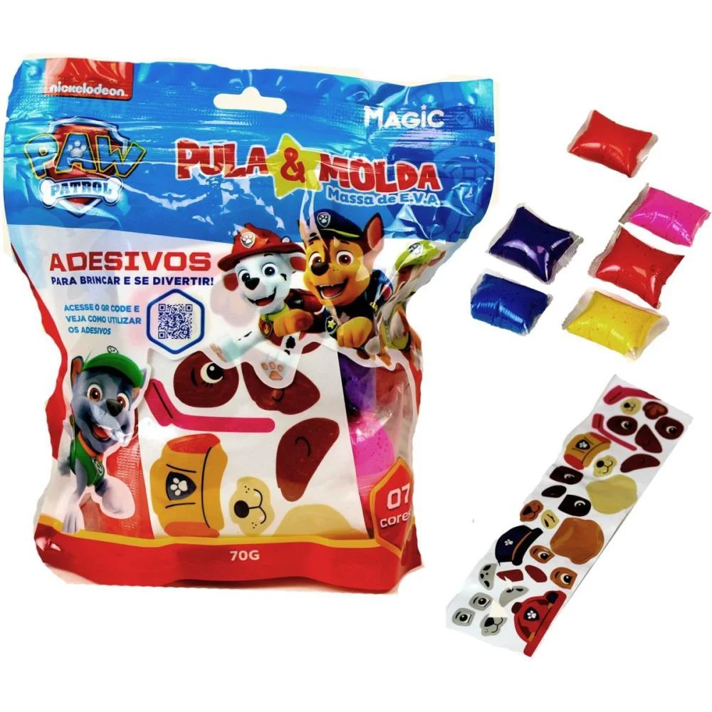 MASSA PARA MODELAR CRIATIVA PULA E MOLDA 70G CHASE 7CORES MAGIC KIDS (UNIDADE) - imagem 2