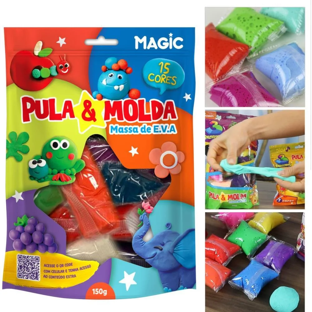 MASSA PARA MODELAR CRIATIVA PULA E MOLDA 150G MAGIC 15CORE MAGIC KIDS (UNIDADE) - imagem 5