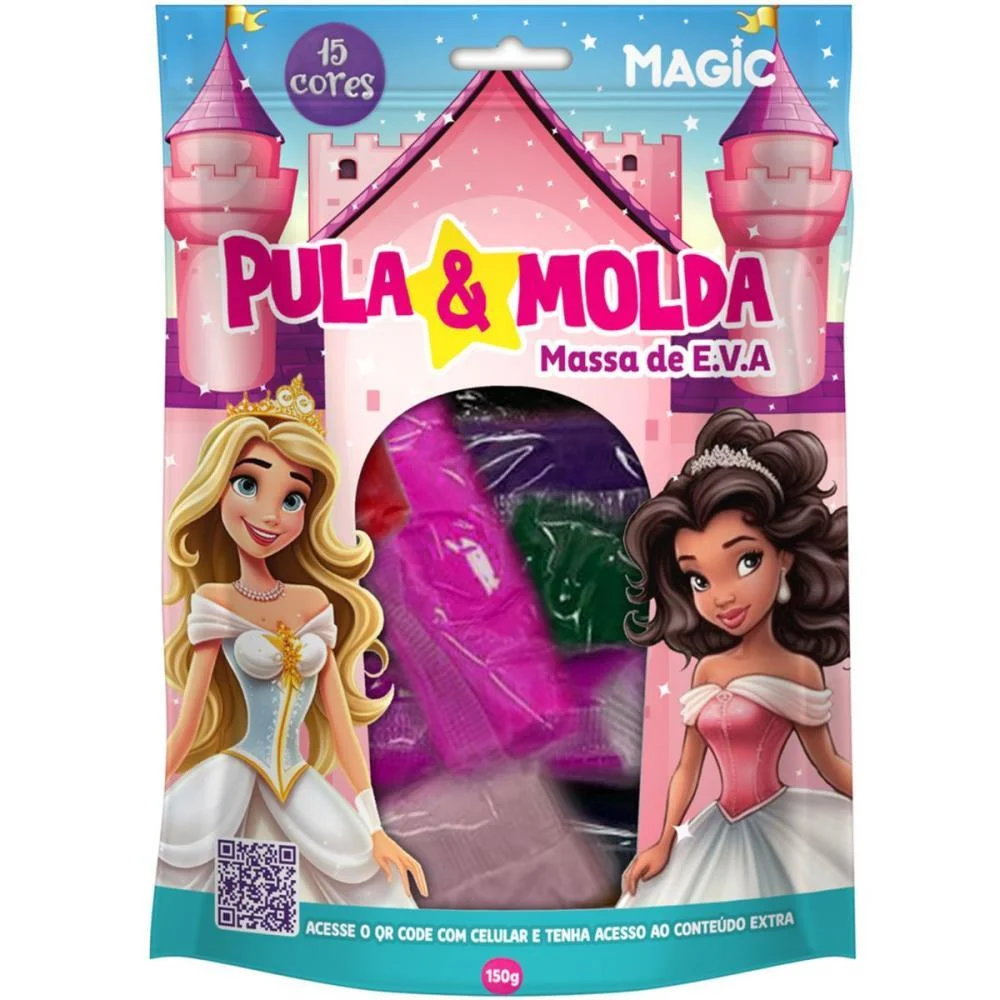 MASSA PARA MODELAR CRIATIVA PULA E MOLDA 150G PRINCESAS 15 MAGIC KIDS (UNIDADE) - imagem 2
